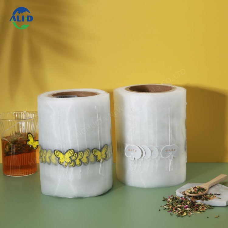 ピラミッドティーバッグ用タグ付きPETメッシュロール